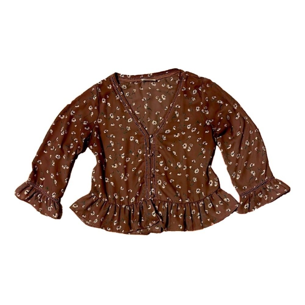 💙 Muted Purple/Maroon flower Blouse